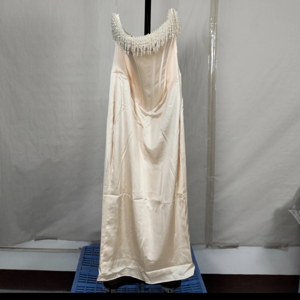House of CB Nalita Vintage Cream Embellished Strapless Dress/Size M-US 6-8 - Picture 6 of 13